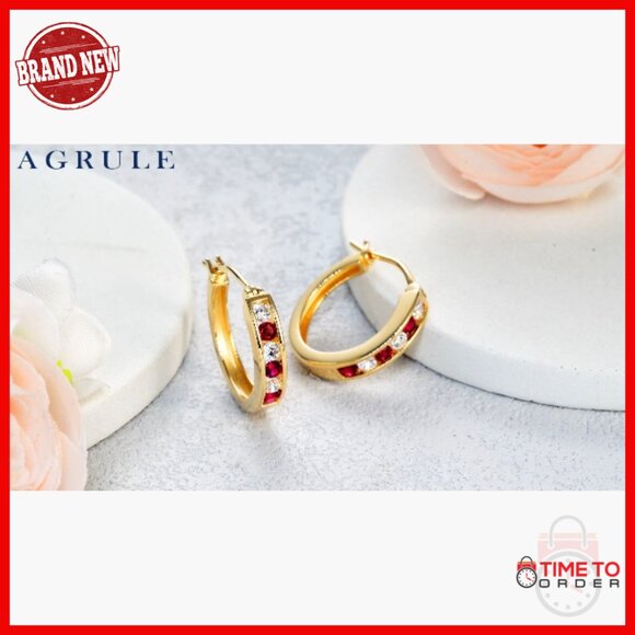 Sterling Silver Chunky Hoop Earrings with CZ Stones, Hypoallergenic - Picture 7 of 7